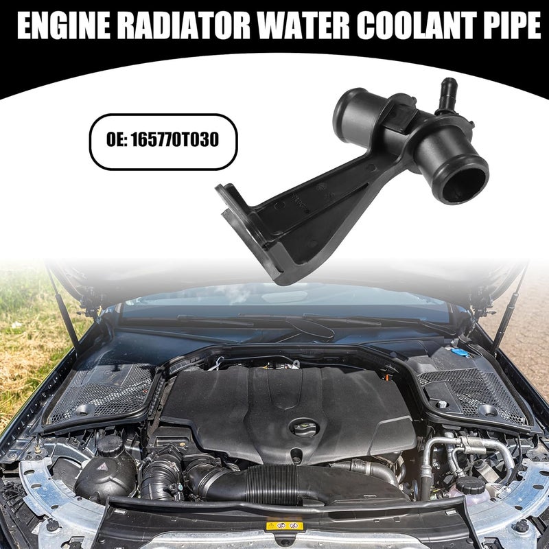 Partuto Engine Radiator Water Outlet Coolant Pipe No.165770T030 - Car Outlet Heater Hose Connector - for Toyota Corolla 1.8L 2009-2014 Plastic Black 1 Pc - Image 2